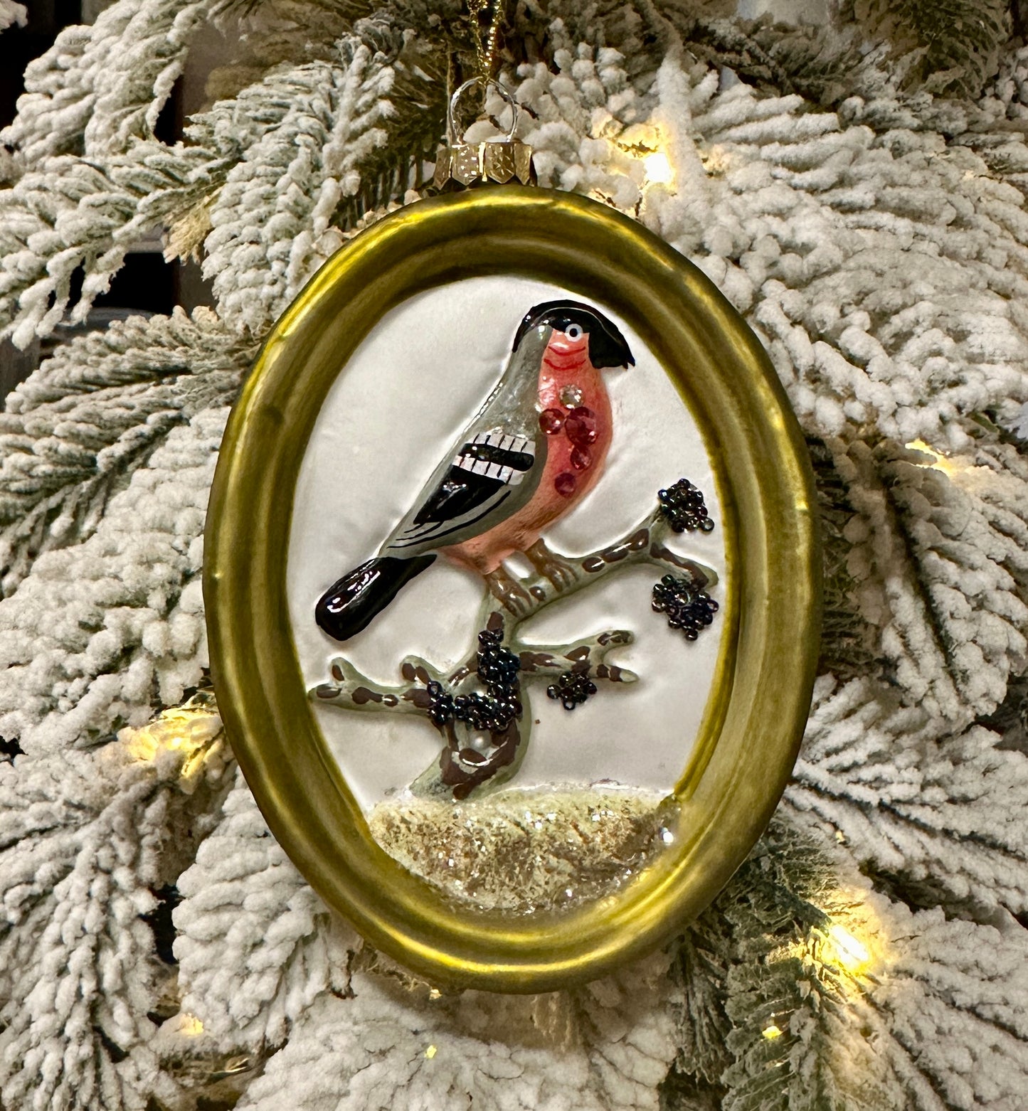 Framed Meadow Finch Ornament