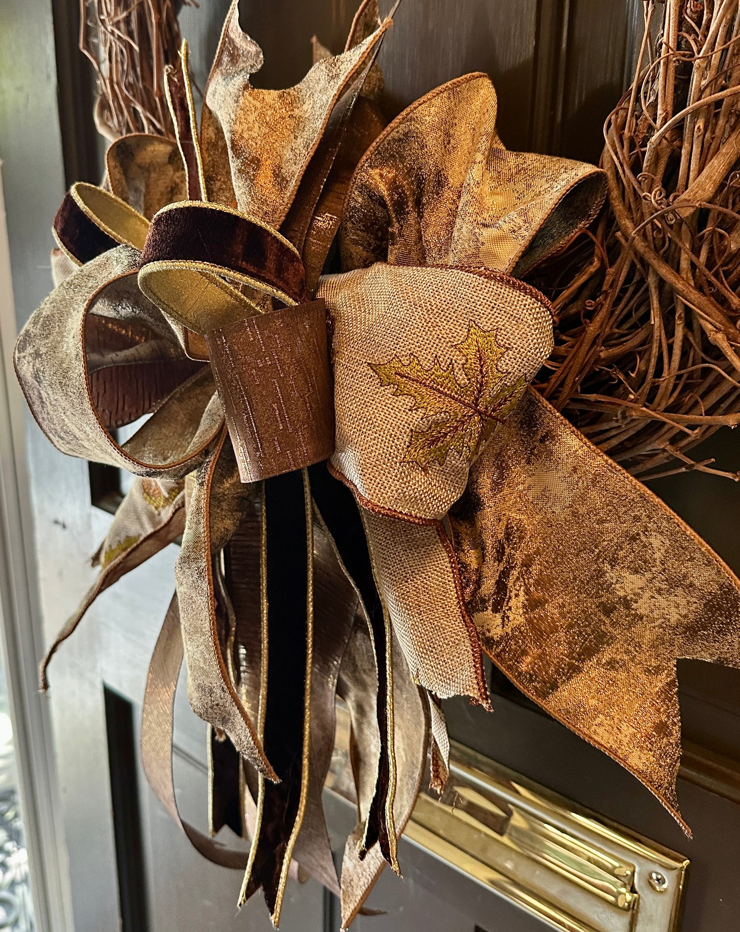 Gold Magnolia Wreath with Bow