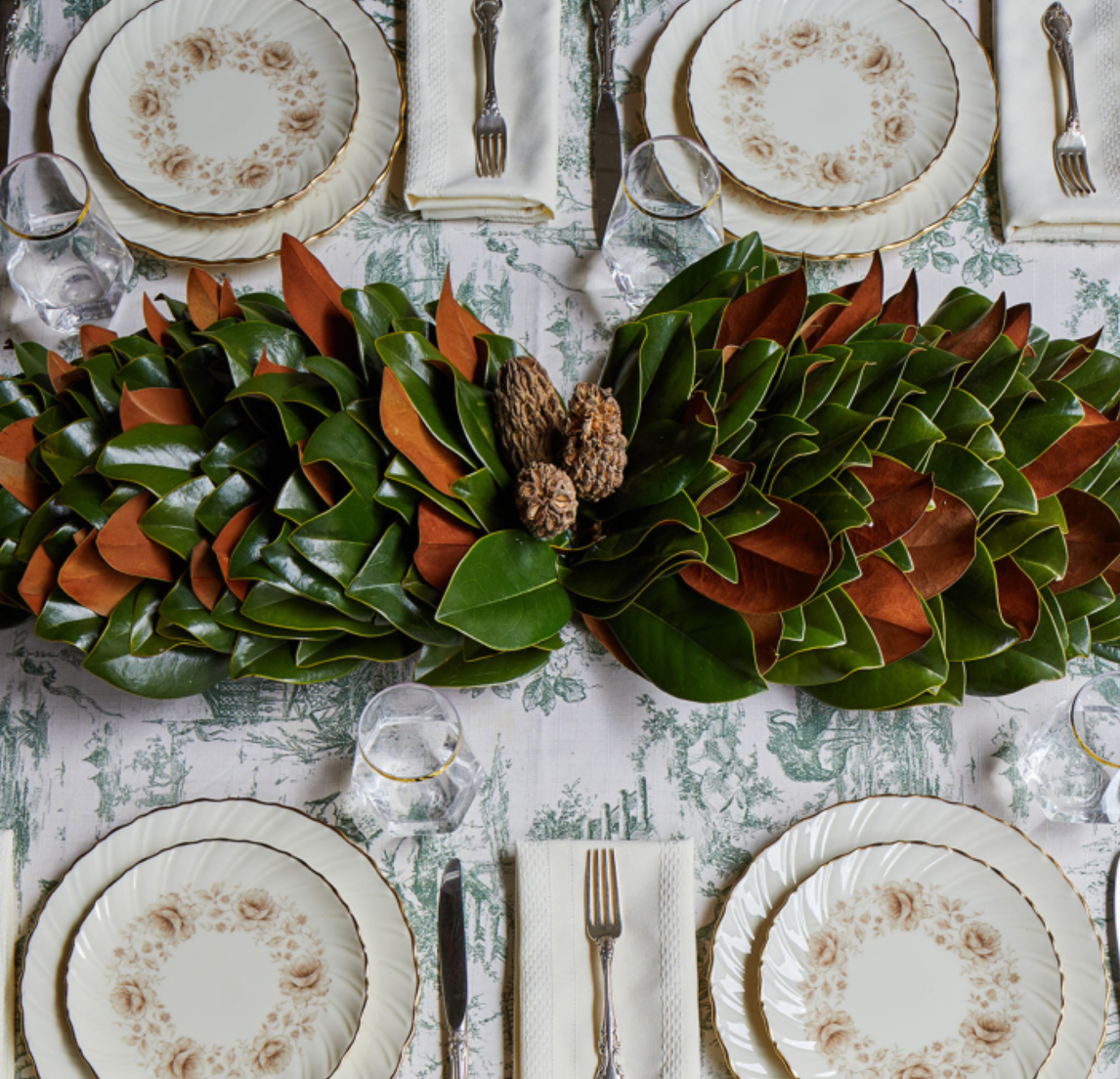 Green and Copper Magnolia Centerpiece