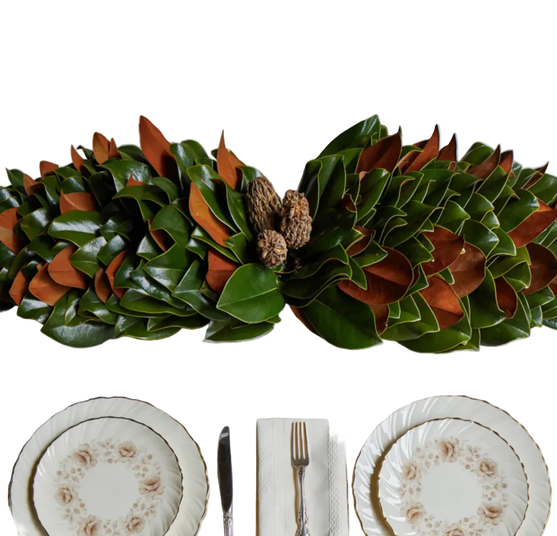 Green and Copper Magnolia Centerpiece