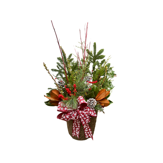 Fresh Evergreen & Berry Porch Pot