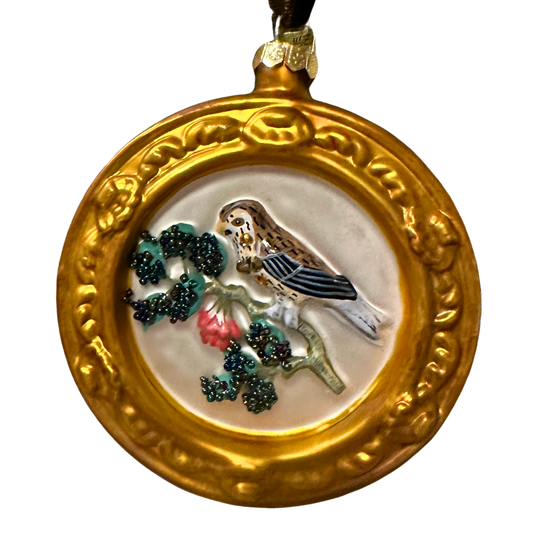 Framed Blackberry Forest Bird Ornament