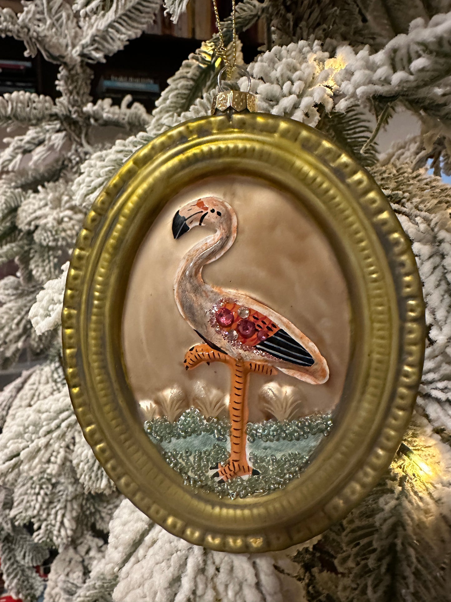 Framed Flamingo Ornament