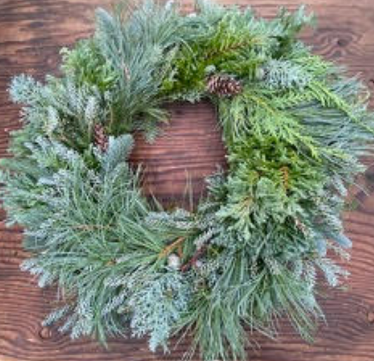 Unique Greens 26" Blue-Toned Wreath