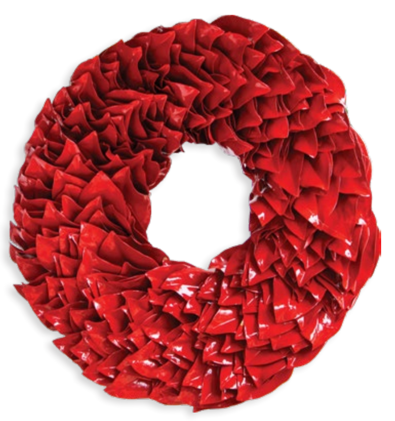 Holiday Red Lacquer Magnolia Wreath
